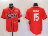 Men's Chicago Bears #15 Rome Odunze Orange Throwback With Patch Cool Base Stitched Baseball Jerseys