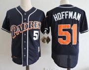 Wholesale Cheap Mitchell And Ness 1998 Padres #51 Trevor Hoffman Navy Blue Throwback Stitched MLB Jersey