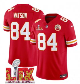 Men\'s Kansas City Chiefs #84 Justin Watson Red 2025 Super Bowl LIX Patch F.U.S.E. Vapor Limited Stitched Football Jersey