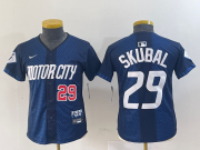 Wholesale Cheap Women's Detroit Tigers #29 Tarik Skubal Navy 2024 City Connect Cool Base Limited Stitched Jerseys