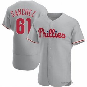 Cheap Men\'s Philadelphia Phillies #61 Cristopher Sanchez Grey Flex Base Stitched Baseball Jersey