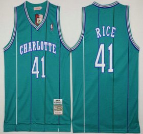 Wholesale Cheap Men\'s Charlotte Hornets #41 Glen Rice Green Hardwood Classics Soul Swingman Throwback Jersey