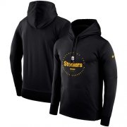 Wholesale Cheap Men's Pittsburgh Steelers Nike Black Sideline Property Of Wordmark Logo Performance Pullover Hoodie