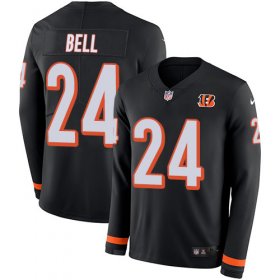 Wholesale Cheap Nike Bengals #24 Vonn Bell Black Team Color Men\'s Stitched NFL Limited Therma Long Sleeve Jersey