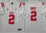 Cheap Men's Ole Miss Rebels #2 Jaxson Dart White Stitched jersey