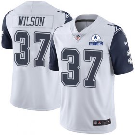 Wholesale Cheap Nike Cowboys #37 Donovan Wilson White Men\'s Stitched With Established In 1960 Patch NFL Limited Rush Jersey