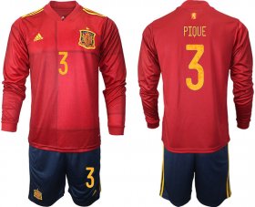 Wholesale Cheap Men 2021 European Cup Spain home Long sleeve 3 soccer jerseys