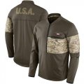 Wholesale Cheap Men's Atlanta Falcons Nike Olive Salute to Service Sideline Hybrid Half-Zip Pullover Jacket