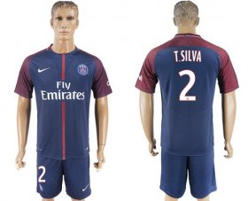 Wholesale Cheap Paris Saint-Germain #2 T.Silva Home Soccer Club Jersey