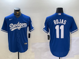 Cheap Men\'s Los Angeles Dodgers #11 Miguel Rojas Blue Cool Base Stitched Jersey