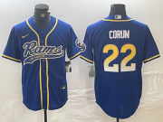 Cheap Men's Los Angeles Rams #22 Blake Corum Royal Cool Base Stitched Baseball Jersey