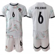 Cheap Men's Portugal Team #6 Joao Palhinha 2025 White Away Soccer Jersey Suit