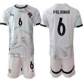 Cheap Men\'s Portugal Team #6 Joao Palhinha 2025 White Away Soccer Jersey Suit