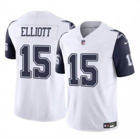 Cheap Men\'s Dallas Cowboys #15 Ezekiel Elliott White 2023 F.U.S.E Color Rush Limited Football Stitched Jersey