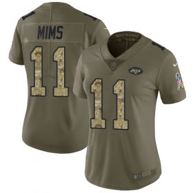 Wholesale Cheap Nike Jets #11 Denzel Mim Olive/Camo Women\'s Stitched NFL Limited 2017 Salute To Service Jersey