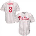 Wholesale Cheap Phillies #3 Bryce Harper White(Red Strip) New Cool Base Stitched MLB Jersey