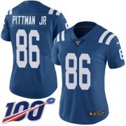 Wholesale Cheap Nike Colts #86 Michael Pittman Jr. Royal Blue Team Color Women's Stitched NFL 100th Season Vapor Untouchable Limited Jersey