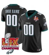 Cheap Men's Philadelphia Eagles Active Player Custom Black 2025 Eagles Logo Super Bowl LIX Patch New F.U.S.E. Vapor Limited Football Stitched Jersey