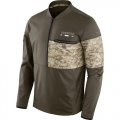 Wholesale Cheap Men's Dallas Cowboys Nike Olive Salute to Service Sideline Hybrid Half-Zip Pullover Jacket