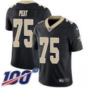 Wholesale Cheap Nike Saints #75 Andrus Peat Black Team Color Men's Stitched NFL 100th Season Vapor Untouchable Limited Jersey