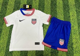 Cheap Youth American Team Custom 2024-25 White Home Soccer Jersey Suit