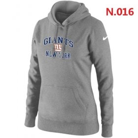 Wholesale Cheap Women\'s Nike New York Giants Heart & Soul Pullover Hoodie Light Grey