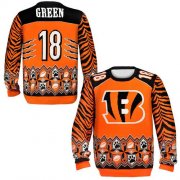 Wholesale Cheap Nike Bengals #18 A.J. Green Orange/Black Men's Ugly Sweater