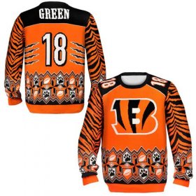 Wholesale Cheap Nike Bengals #18 A.J. Green Orange/Black Men\'s Ugly Sweater