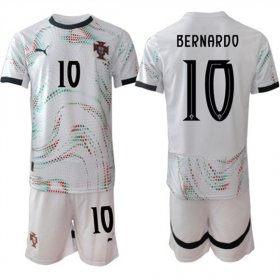 Cheap Men\'s Portugal Team #10 Bernardo 2025 White Away Soccer Jersey Suit