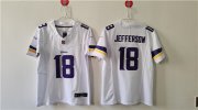 Cheap Women's Minnesota Vikings #18 Justin Jefferson White F.U.S.E. Vapor Untouchable Limited Football Stitched Jersey(Run Small)