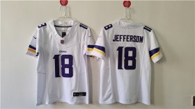 Cheap Women\'s Minnesota Vikings #18 Justin Jefferson White F.U.S.E. Vapor Untouchable Limited Football Stitched Jersey(Run Small)