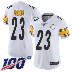 Wholesale Cheap Nike Steelers #23 Joe Haden White Women\'s Stitched NFL 100th Season Vapor Limited Jersey