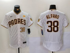 Cheap Men\'s San Diego Padres #38 Jorge Alfaro White With PS Patch Stitched Flex Base Jerseys