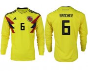 Wholesale Cheap Colombia #6 Sanchez Home Long Sleeves Soccer Country Jersey