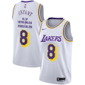 Wholesale Cheap Men's Los Angeles Lakers #8 Kobe Bryant White R.I.P Signature Swingman Jerseys