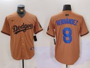 Cheap Men's Los Angeles Dodgers #8 Kike Hernandez Olive Cool Base Limited Stitched Jersey