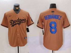 Cheap Men\'s Los Angeles Dodgers #8 Kike Hernandez Olive Cool Base Limited Stitched Jersey