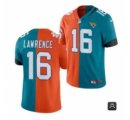 Wholesale Cheap Men Jacksonville Jaguars #16 Trevor Lawrence 2021 Teal Orange Draft Split Vapor Limited Stitched NFl Jersey