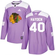 Wholesale Cheap Adidas Blackhawks #40 John Hayden Purple Authentic Fights Cancer Stitched NHL Jersey