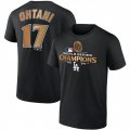 Cheap Men's Los Angeles Dodgers #17 Shohei Ohtani Black 2024 World Series Champions Name & Number T-Shirt