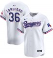 Cheap Men's Texas Rangers #36 Wyatt Langford White 2024 Gold Collection Cool Base Baseball Stitched Jersey