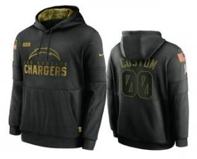 Wholesale Cheap Men\'s Los Angeles Chargers Custom Black 2020 Salute To Service Sideline Performance Pullover Hoodie