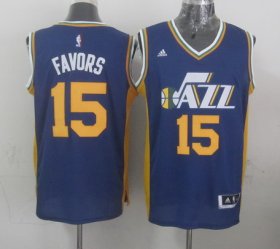 Wholesale Cheap Utah Jazz #15 Derrick Favors Revolution 30 Swingman 2014 New Navy Blue Swingman Jersey