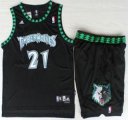 Wholesale Cheap Minnesota Timberwolves #21 Kevin Garnett Black Hardwood Classics Revolution 30 Jersey Short Suits