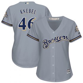 Wholesale Cheap Brewers #46 Corey Knebel Grey Road Women\'s Stitched MLB Jersey