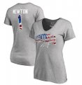 Wholesale Cheap Women's Carolina Panthers #1 Cam Newton NFL Pro Line by Fanatics Branded Banner Wave Name & Number T-Shirt Heathered Gray