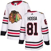 Wholesale Cheap Adidas Blackhawks #81 Marian Hossa White Road Authentic Stitched NHL Jersey