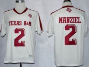 Wholesale Cheap Texas A&M Aggies #2 Johnny Manziel 2013 White Jersey