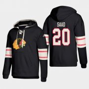 Wholesale Cheap Chicago Blackhawks #20 Brandon Saad Black adidas Lace-Up Pullover Hoodie