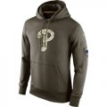 Wholesale Cheap Men's Philadelphia Phillies Nike Olive Salute To Service KO Performance Hoodie